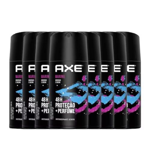 Kit c/8 Unidades de Desodorante Antitranspirante Aerosol Axe Marine 90g