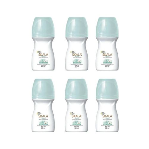 Kit c/6 Unidades de Desodorante Rollon Skala 60ml Suave