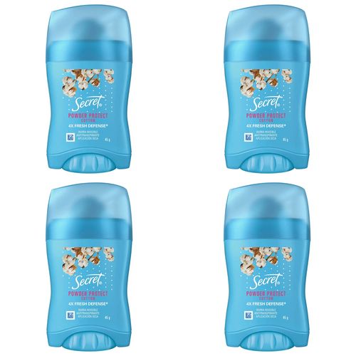 Kit c/4 Unidades de Desodorante Twist Stick Barra Secret Powder Protect Cotton 48h 45g