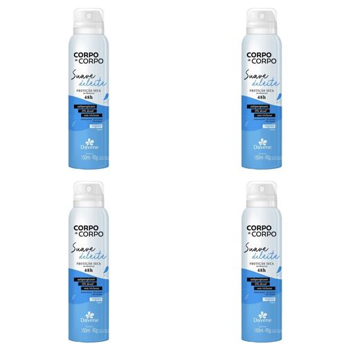 Kit c/4 Unidades de Davene Desodorante Aerosol Ant Suave De Leite