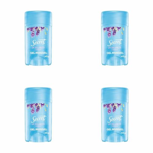 Kit c/4 Unidades de Desodorante Secret Gel 45g Ph Balanced Lavender