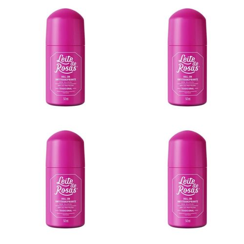 Kit c/4 Unidades de Desodorante Rollon Leite De Rosas 50ml