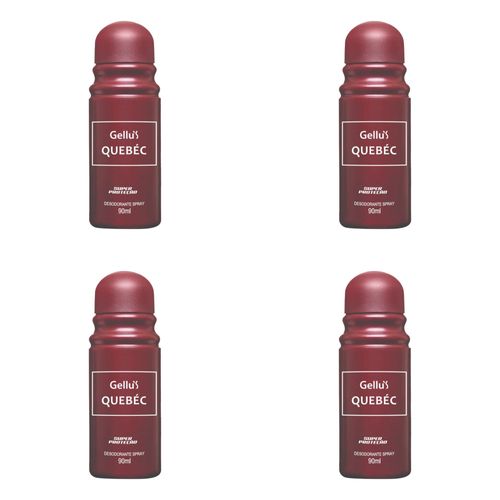 Kit c/4 Unidades de Desodorante Spray Gellus 90ml Quebec