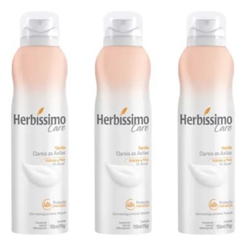 Kit c/3 Unidades de Desodorante Aero Herbissimo Care 150ml Vanilha