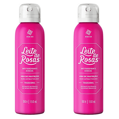 Kit c/2 Unidades de Desodorante Leite Rosa Aerosol Tradicional 150Ml cada Kit c/2 Unidades de Desodorante Leite Rosa Aerosol Tradicional 150Ml cada