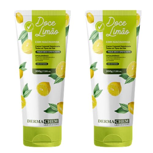 Kit c/2 Unidades de Dermachem Creme Corporal Desodorante Doce Limão 200g Kit c/2 Unidades de Dermachem Creme Corporal Desodorante Doce Limão 200g