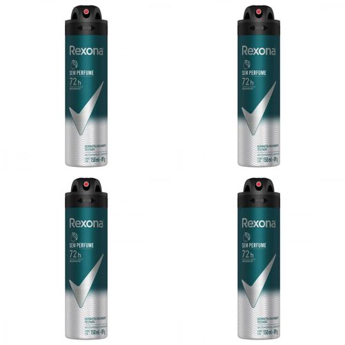 Kit c/4 Unidades de Desodorante Rexona Aero Men Sem Perfume 150ml Kit c/4 Unidades de Desodorante Rexona Aero Men Sem Perfume 150ml