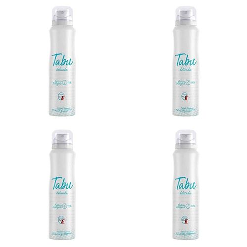 Kit c/4 Unidades de Desodorante Antitranspirante Aerosol Tabu Delicada Feminino 48h 150ml Kit c/4 Unidades de Desodorante Antitranspirante Aerosol Tabu Delicada Feminino 48h 150ml