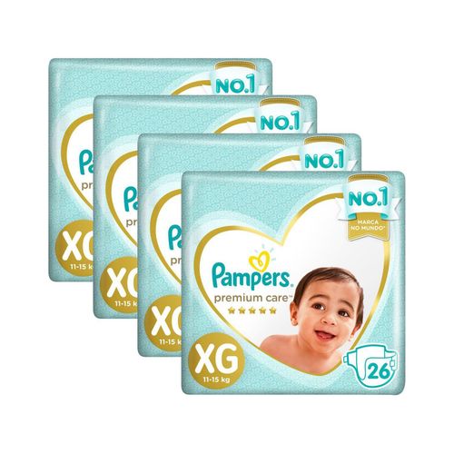 Kit 4 Fraldas Pampers P/Care Mega Xg c/26 Unidades cada Kit 4 Fraldas Pampers P/Care Mega Xg c/26 Unidades cada