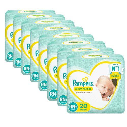 Kit 8 Fraldas Pampers Rn+ P/Care 6Kg c/20 Unidades cada Kit 8 Fraldas Pampers Rn+ P/Care 6Kg c/20 Unidades cada