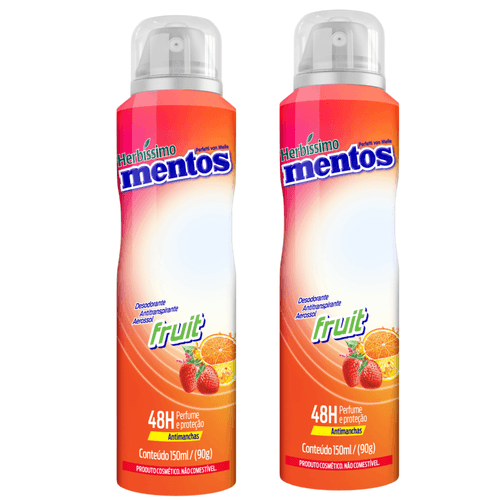 Kit c/2 Unidades de Desodorante Aero Herbissimo Mentos 300ml Fruit