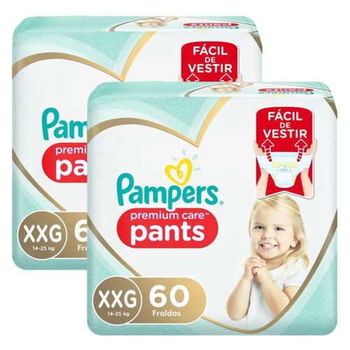 Kit 2 Fraldas Pampers Pc Pants Top Xxg c/60 Unidades cada Kit 2 Fraldas Pampers Pc Pants Top Xxg c/60 Unidades cada