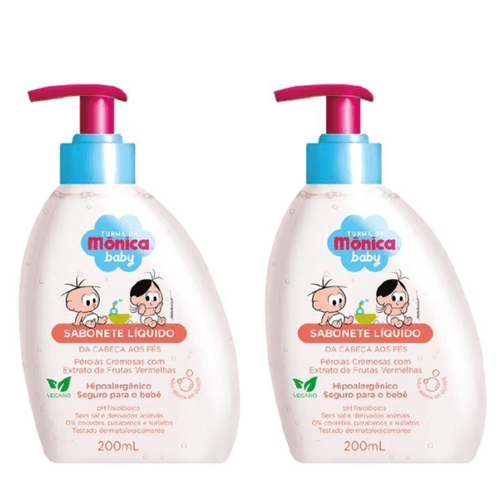 Kit c/2 Sabonetes Liquido Infantil Turma Da Mônica 200ml Perolado Frutas Vermelhas Kit c/2 Sabonetes Liquido Infantil Turma Da Mônica 200ml Perolado Frutas Vermelhas