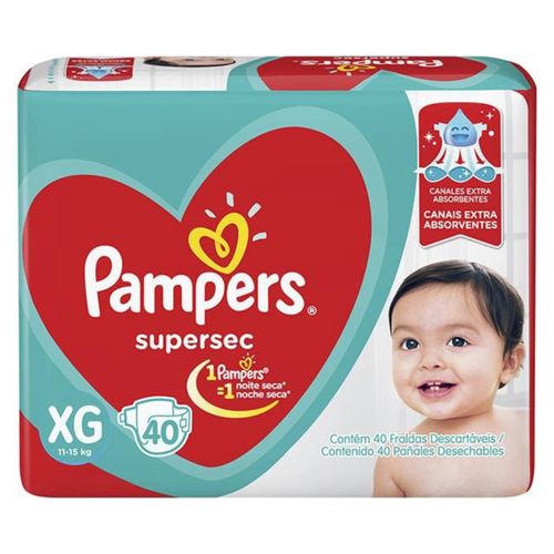 Kit 2 Fraldas Supersec ”Xg” Pampers Simples c/40 Unidades cada