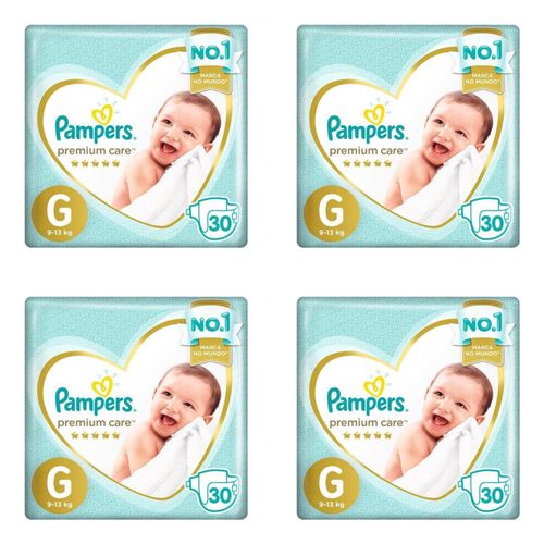 Kit 4 Fraldas Pampers P/Care G c/30 Unidades cada