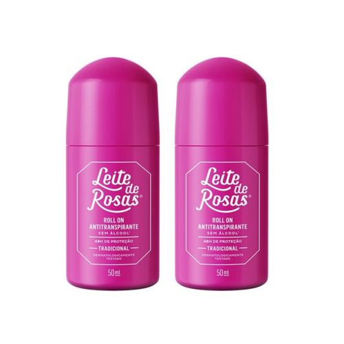Kit c/2 Unidades de Desodorante Rollon Leite De Rosas 50ml Kit c/2 Unidades de Desodorante Rollon Leite De Rosas 50ml