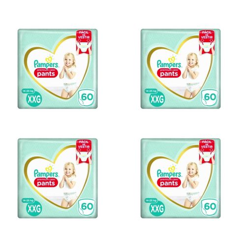 Kit 4 Fraldas Pampers c/ Pants Top Xxg c/60 Unidades cada
