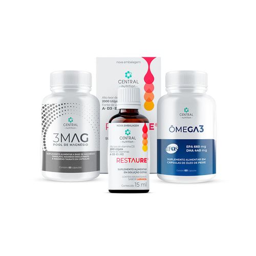 Kit Bem-estar (RESTAURE® + 3MAG + ÔMEGA 3 IFOS™ 60 caps) 60 caps Kit Bem-estar (RESTAURE® + 3MAG + ÔMEGA 3 IFOS™ 60 caps) 60 caps