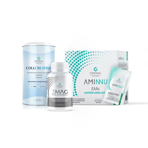Kit Performance Muscular (AMINNU® Limão+ COLLCREATINE® Sem Sabor + 3MAG) Limão