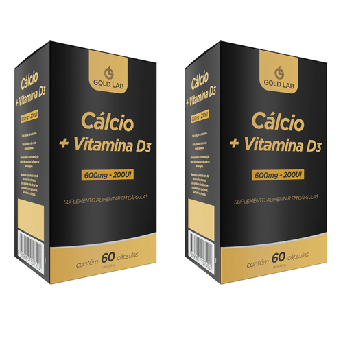 Kit C/2 Cálcio + Vitamina D3 C/60 Cápsulas - Gold Lab Kit C/2 Cálcio + Vitamina D3 C/60 Cápsulas - Gold Lab