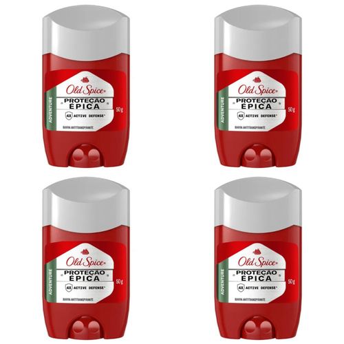 Kit c/4 Unidades de Desodorante Stick Barra Old Spice 50g Proteção Épica