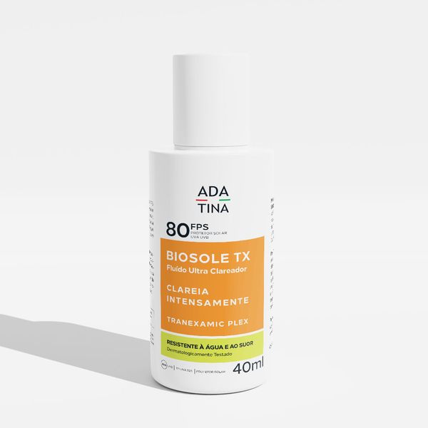 Protetor Solar Facial Fluido Clareador Toque Seco Biosole TX FPS 80 Protetor Solar Fluido Peles Oleosas com Manchas e Melasma Biosole Tx FPS 80