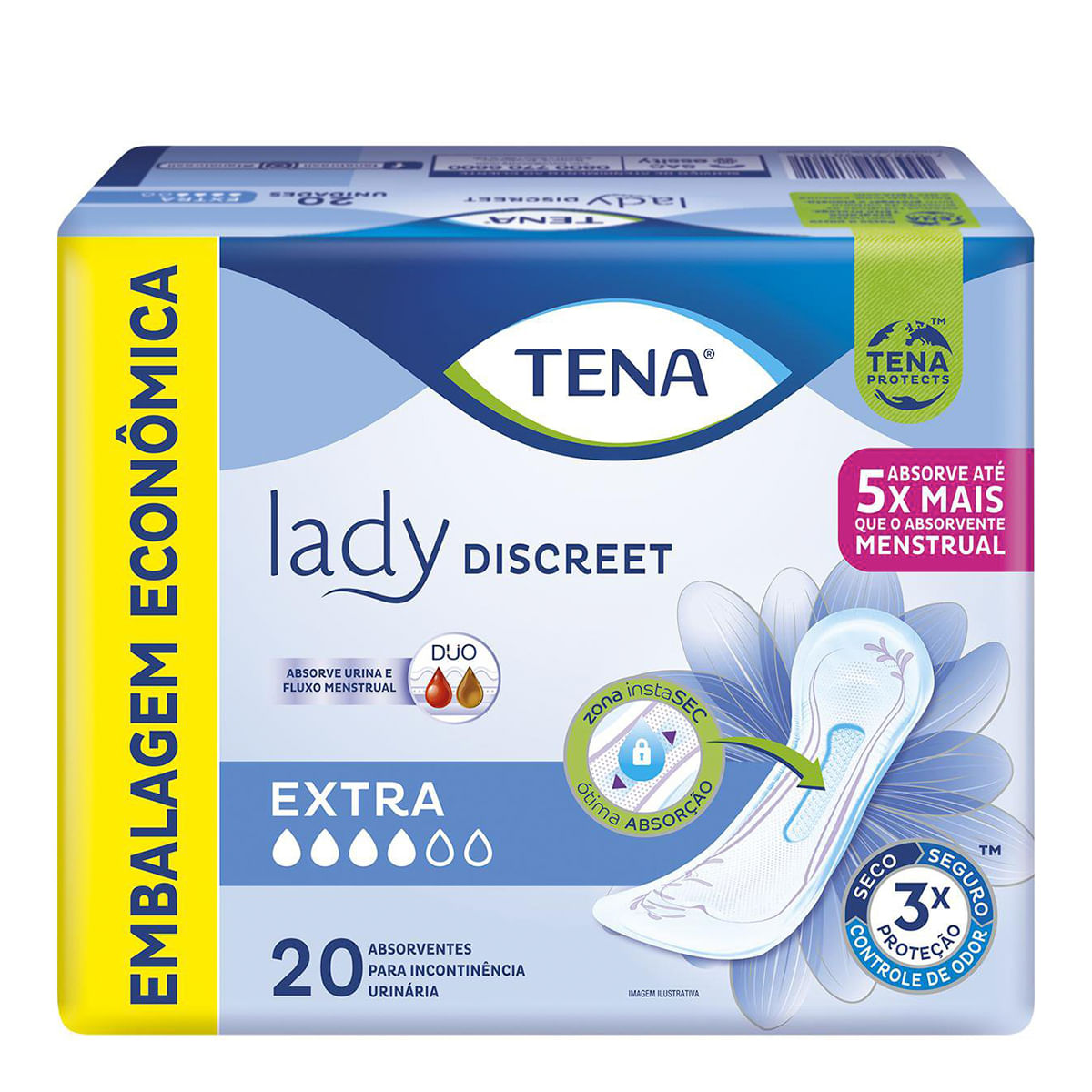 Absorvente Para Incontinência Urinária Tena Lady Discreet Extra 20 Unidades