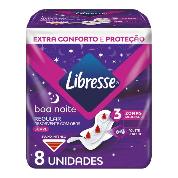 Absorvente Libresse Noturno Boa Noite Com Abas 8 Unidades