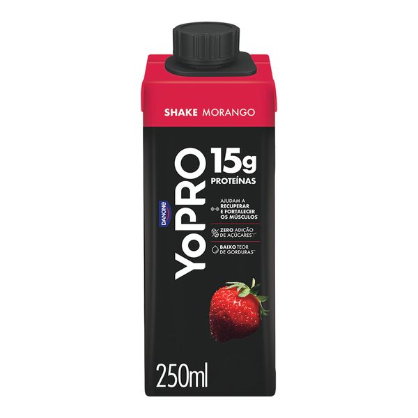 YoPRO Bebida Láctea UHT Morango Shake 15g de proteínas 250ml Suplemento alimentar Nutridrink Protein Sem Sabor 700g