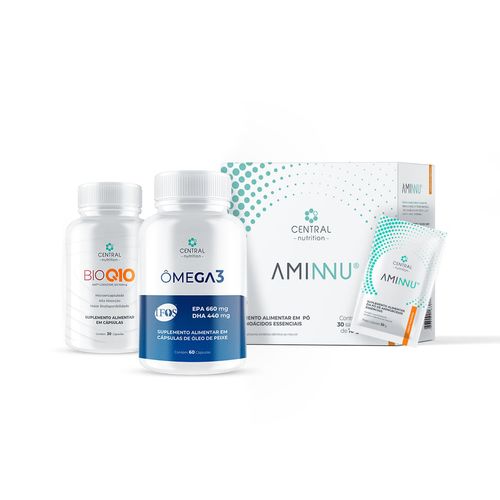 Kit Bem-estar e Longevidade (AMINNU® Tangerina + ÔMEGA 3 IFOS™ 60 caps + BIO Q10 100 mg) Tangerina