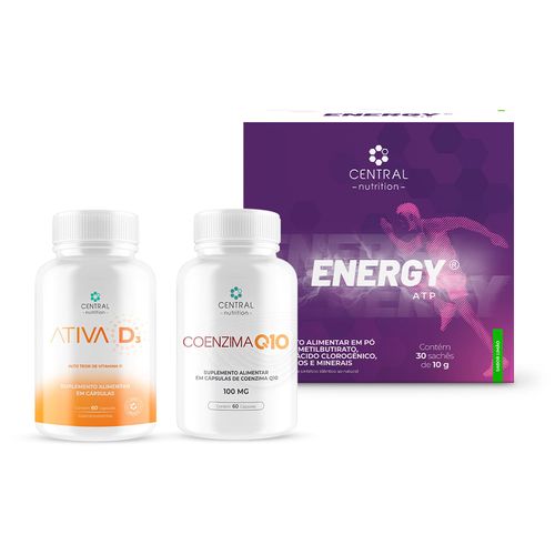 Kit Energia e Disposição ( ENERGY ATP® Limão + COENZIMA Q10 100mg + ATIVA D³®) Limão