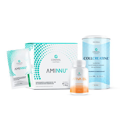 Kit Saúde Muscular e Óssea (AMINNU® Limão + COLLCREATINE® Sem Sabor + ATIVA D3®) Limão