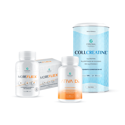 Kit Ossos e Articulações (MOREFLEX® + ATIVA D³® + COLLCREATINE® – 500g – Sem Sabor) Kit Ossos e Articulações (MOREFLEX® + ATIVA D³® + COLLCREATINE® – 500g – Sem Sabor)