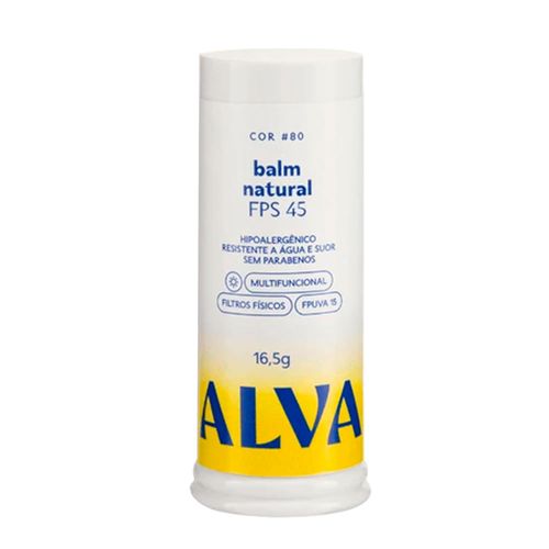 Alva Balm Natural FPS 45 Cor 80 - Base Protetor 16,5g 80 Alva Balm Natural FPS 45 Cor 80 - Base Protetor 16,5g 80