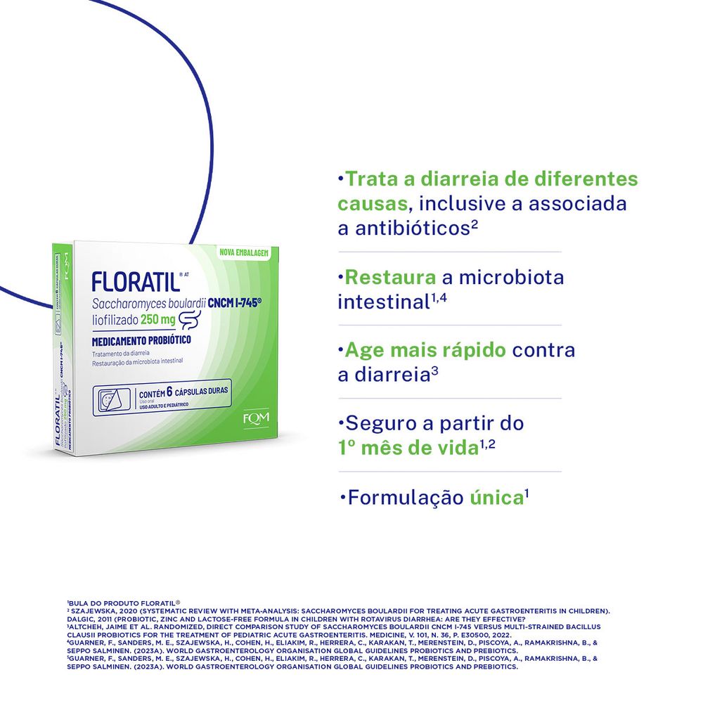 Probiótico Floratil AT 250mg FQM 6 Cápsulas - Drogaria Sao Paulo