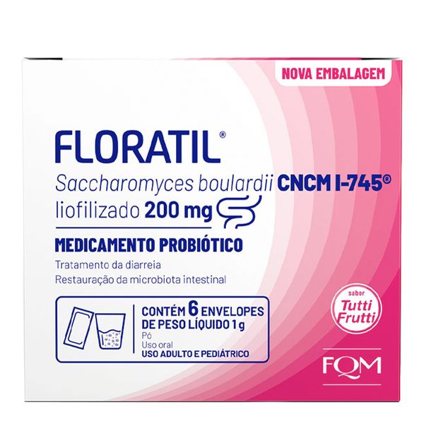 Probiótico Floratil Pediátrico 200mg 6 Sachês Antidiarreico Floratil Pediátrico 200mg 6 Sachês