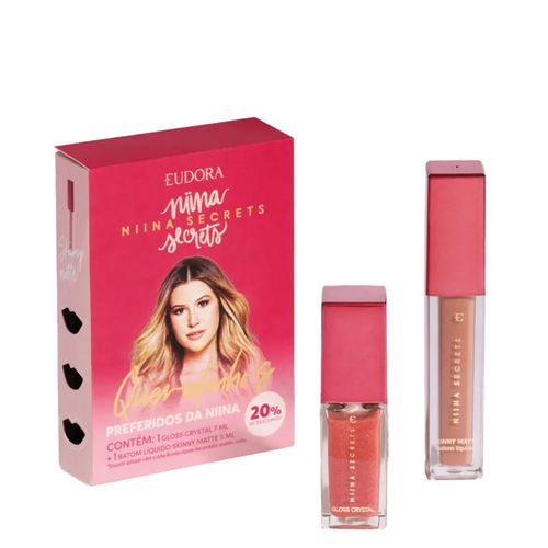 Kit Eudora Queridinhos da Niina Batom Líquido Matte 5ml + Gloss Crystal 7ml 7 ml Kit Eudora Queridinhos da Niina Batom Líquido Matte 5ml + Gloss Crystal 7ml 7 ml
