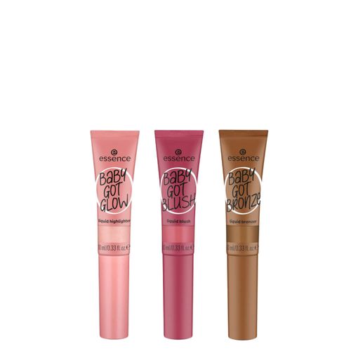 Kit Essence Baby Got Blush 20 Blushin Berry + Iluminador Glow 20 Rose And Shine 10ml + Bronze Bronzer 20 Sunkissed Sweety 10ml Kit