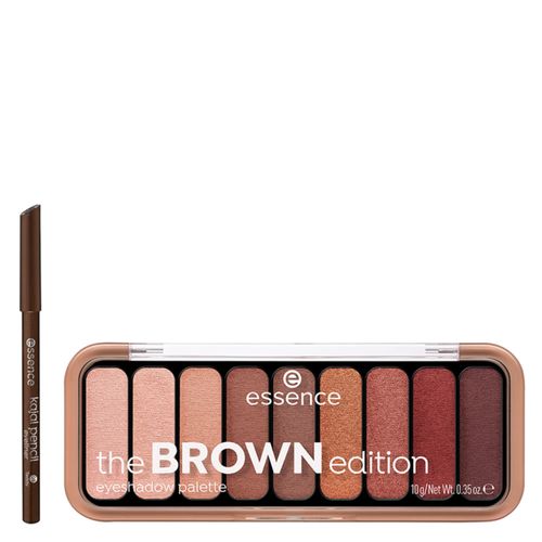 Kit Essence Lápis de Olho Cremoso Kajal 08 Marrom 1g + Paleta de Sombra em Pó The Brown 9 Shades Kit Kit Essence Lápis de Olho Cremoso Kajal 08 Marrom 1g + Paleta de Sombra em Pó The Brown 9 Shades Kit
