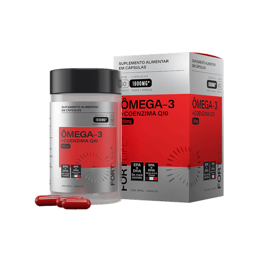 Ômega-3 + Coenzima Q10 1000mg 60 Cápsulas FortLife Ômega-3 + Coenzima Q10 1000mg 60 Cápsulas FortLife