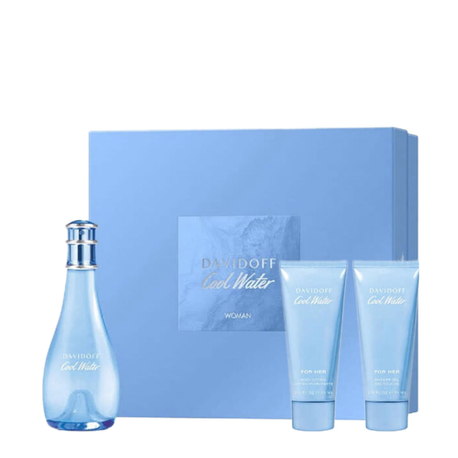 Kit Davidoff Cool Water Feminino - Edt 100ml + Lotion 75ml + Shower 75ml