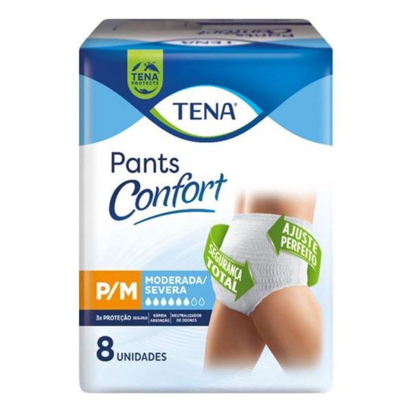 Roupa Intima Tena Pants Confort P/M Com 8 Unidades