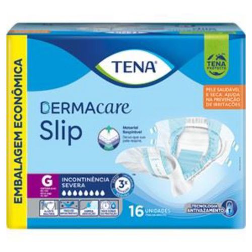 Tena Slip Dermacare, Fralda Geriátrica para Incontinência Urinária G c/ 16 unidades