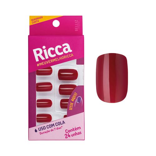 Ricca Unhas Postiças Vermelho Bordo Ricca Unhas Postiças Vermelho Bordo