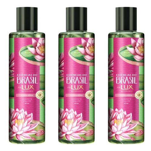 Kit com 3 Unidades de Sabonete Liquido Lux 300ml Essência Brasil Vitória-Régia Kit com 3 Unidades de Sabonete Liquido Lux 300ml Essência Brasil Vitória-Régia