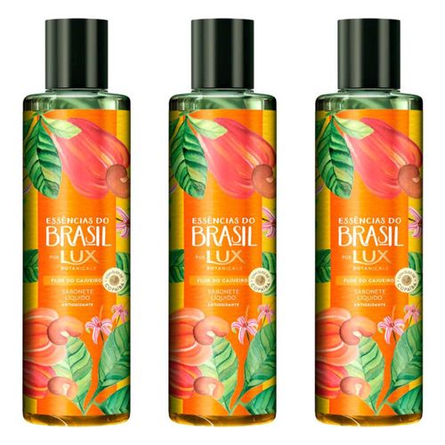 Kit com 3 Unidades de Sabonete Liquido Lux Essências do Brasil Flor do Cajueiro 300ml