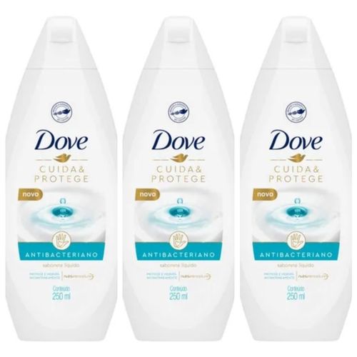 Kit com 3 Unidades de Dove Sabonete Líquido Cuida & Protege Frasco 250Ml