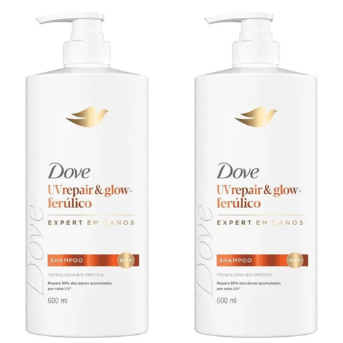 Kit com 2 Unidades de Shampoo Dove UV Repair & Glow + Ferúlico 600ml Kit com 2 Unidades de Shampoo Dove UV Repair & Glow + Ferúlico 600ml