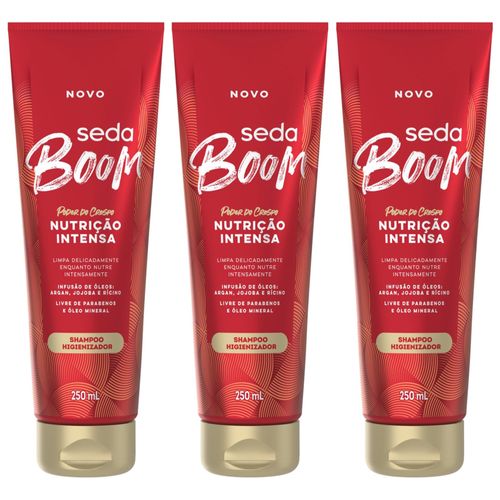 Kit com 3 Unidades de Seda Boom Shampoo Nutrição 250ml Kit com 3 Unidades de Seda Boom Shampoo Nutrição 250ml