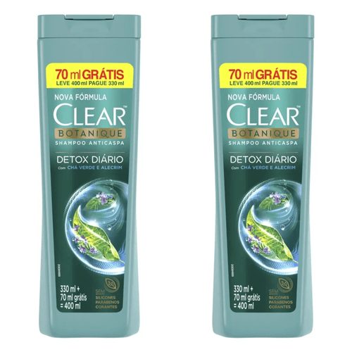 Kit com 2 Unidades de Shampoo Anticaspa Clear Detox Diário 400ml Kit com 2 Unidades de Shampoo Anticaspa Clear Detox Diário 400ml